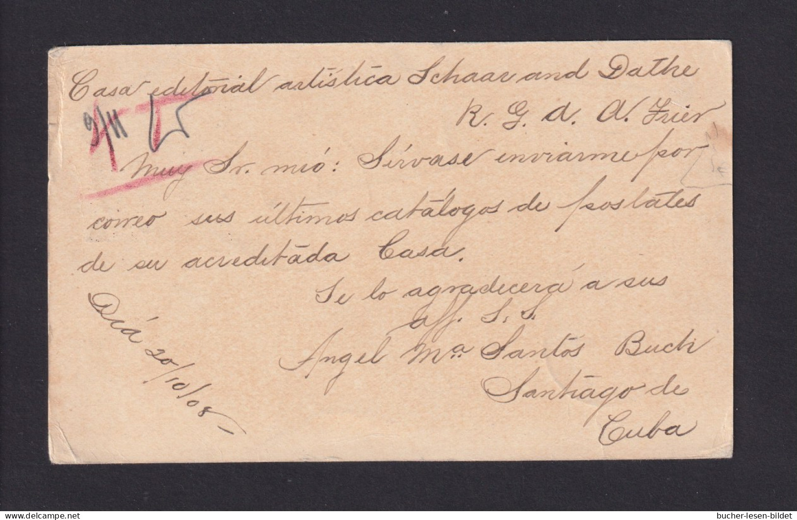 1908 - 1 C. Ganzsache Ab Santiago Nach Trier - Nachgebühr - Briefe U. Dokumente