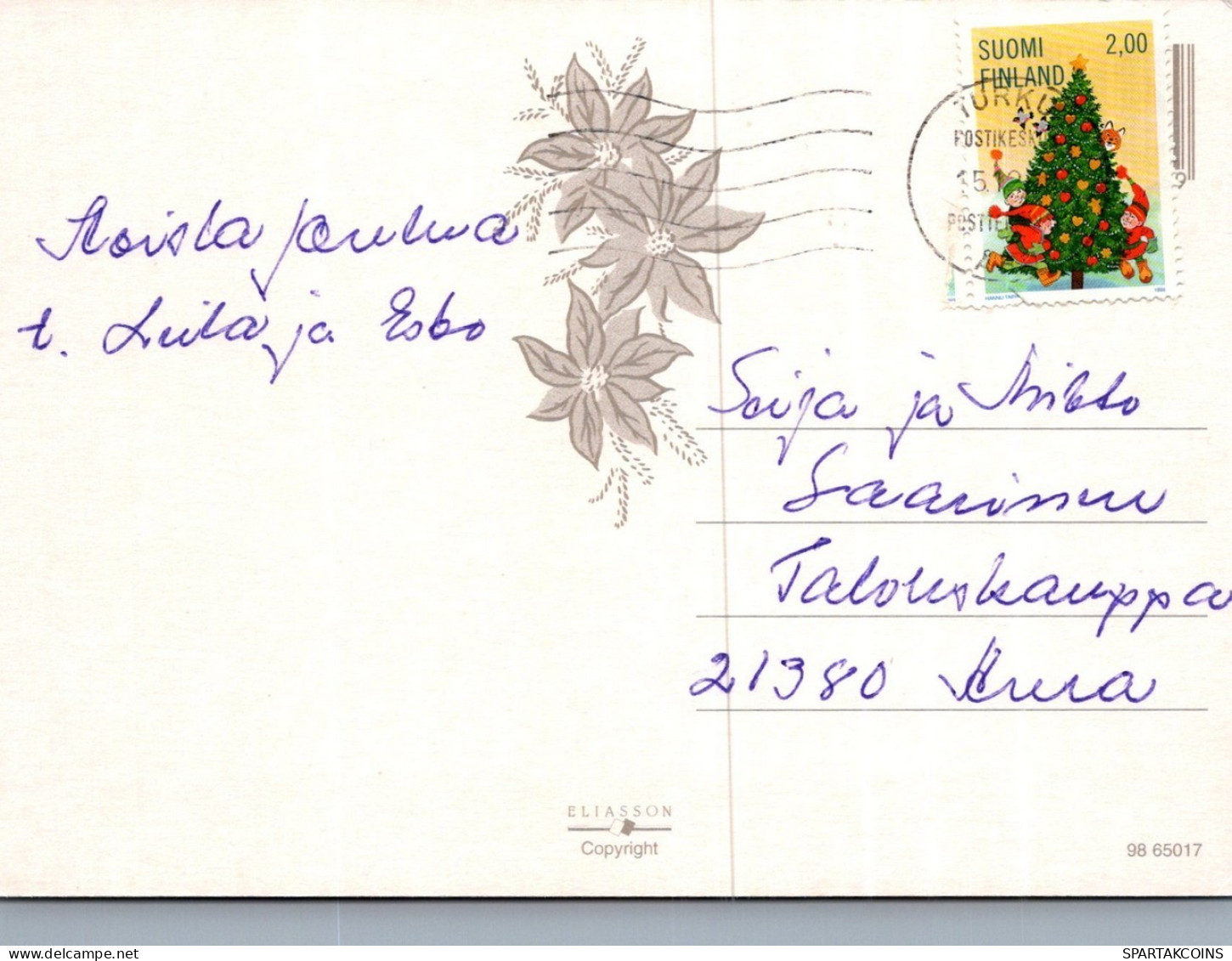BABBO NATALE Animale Natale Vintage Cartolina CPSM #PAK521.A - Santa Claus
