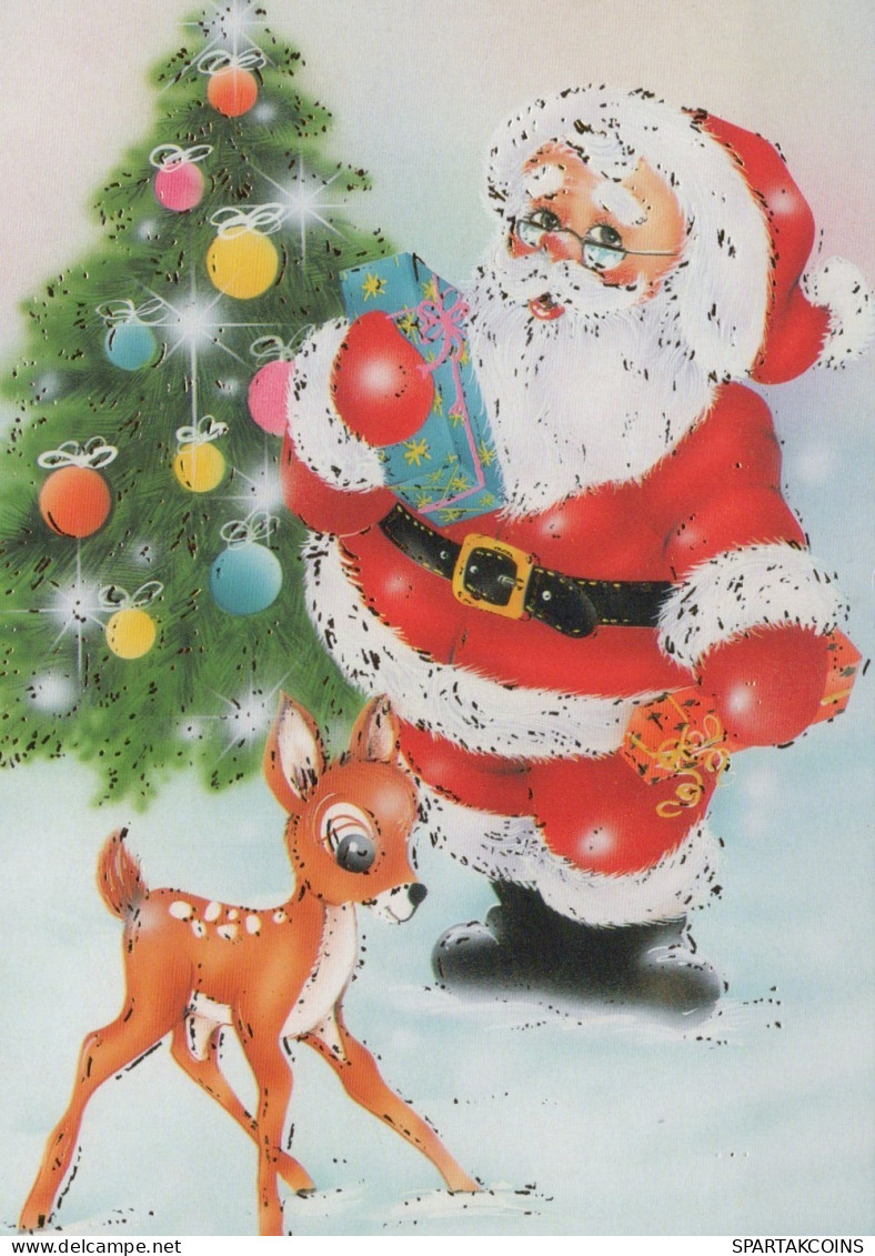 WEIHNACHTSMANN SANTA CLAUS TIERE WEIHNACHTSFERIEN Vintage Postkarte CPSM #PAK538.A - Santa Claus