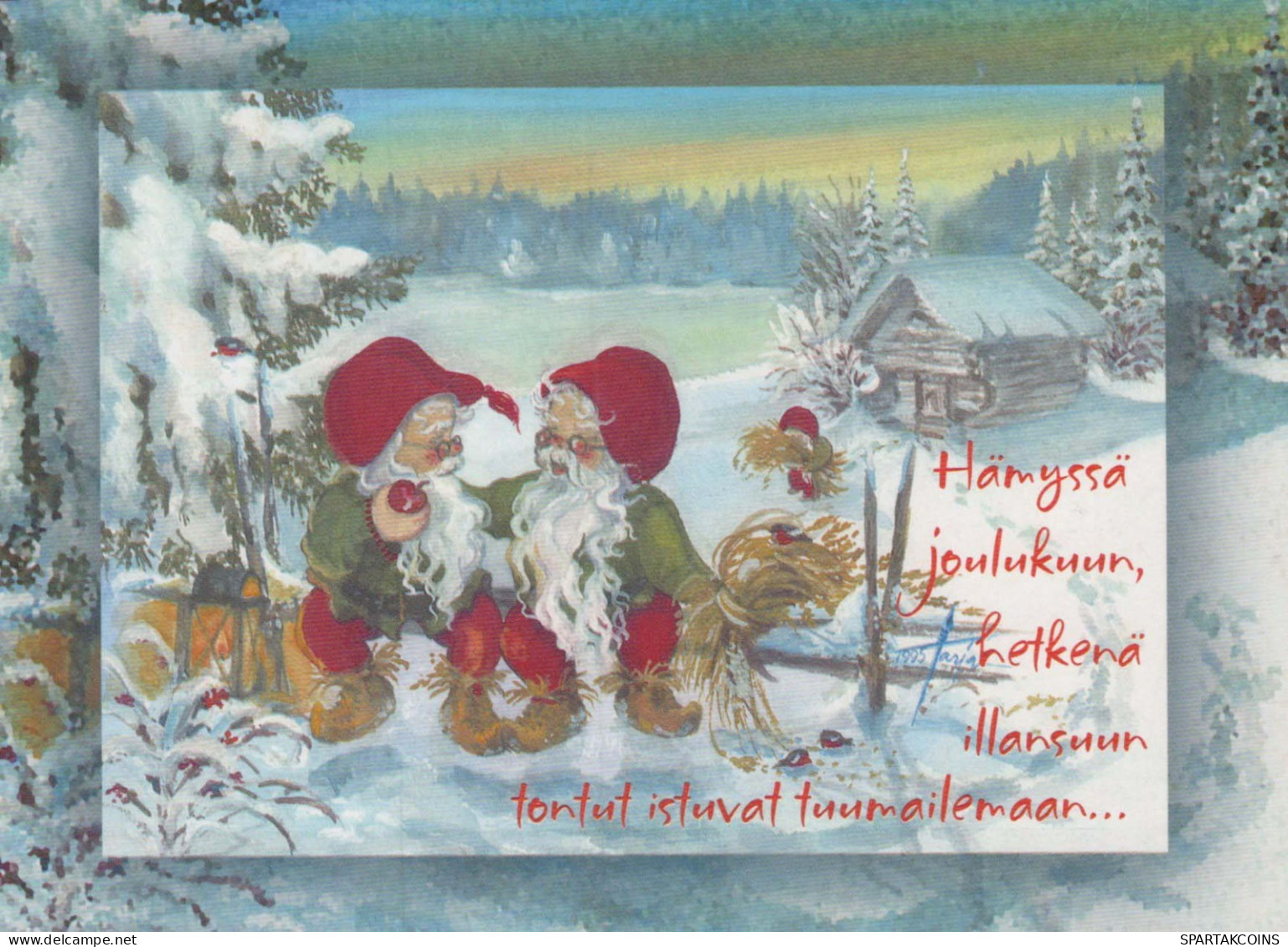 BABBO NATALE Buon Anno Natale GNOME Vintage Cartolina CPSM #PBL685.A - Santa Claus