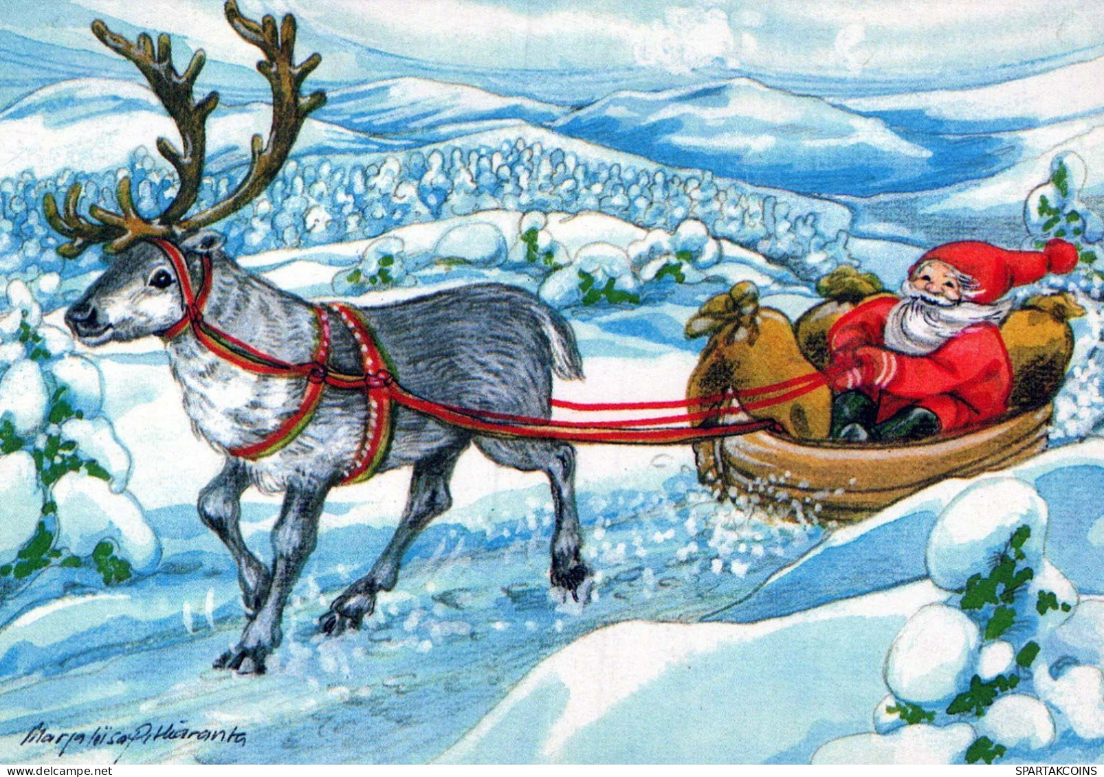 PÈRE NOËL Bonne Année Noël Vintage Carte Postale CPSM #PBL556.A - Santa Claus