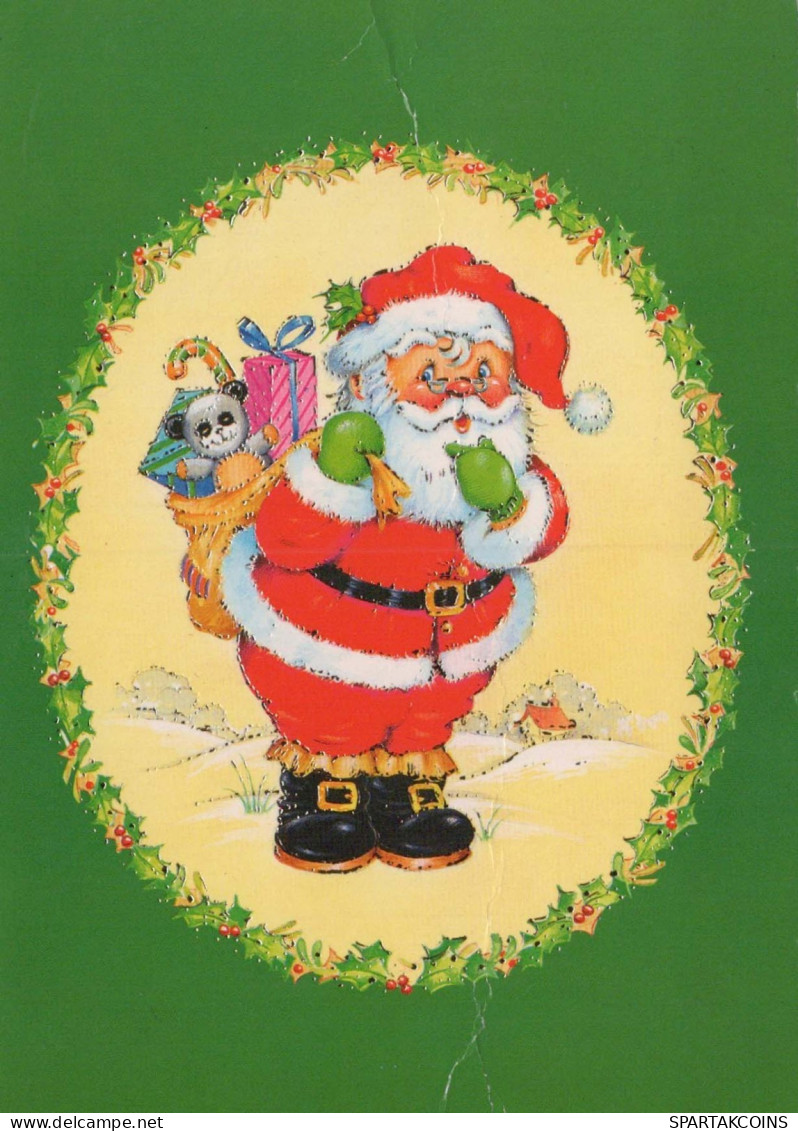 PAPÁ NOEL Feliz Año Navidad Vintage Tarjeta Postal CPSM #PBL379.A - Santa Claus