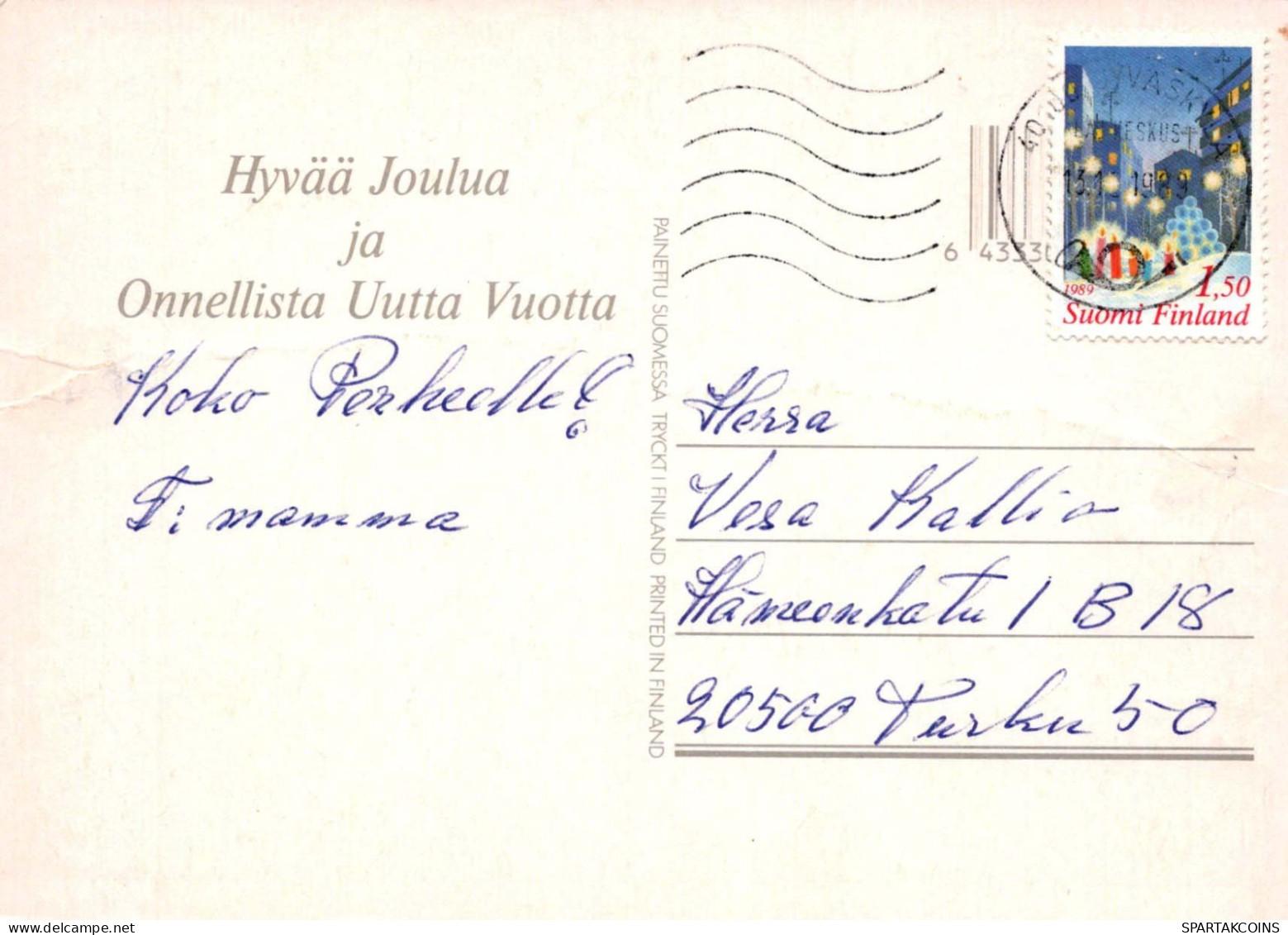 PAPÁ NOEL Feliz Año Navidad Vintage Tarjeta Postal CPSM #PBL379.A - Santa Claus