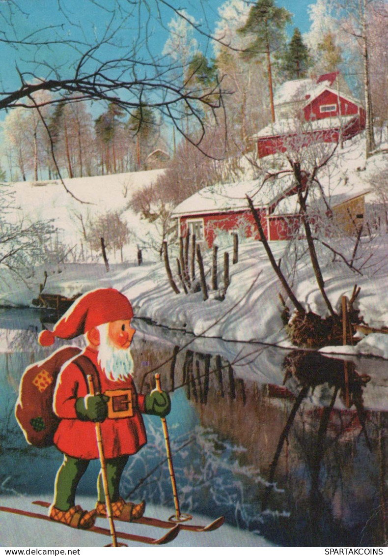 BABBO NATALE Buon Anno Natale Vintage Cartolina CPSM #PBL025.A - Santa Claus