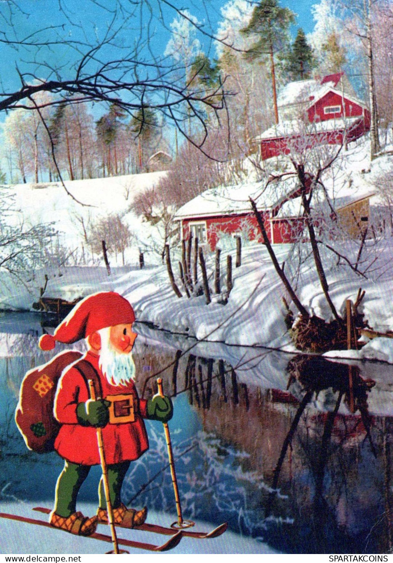 BABBO NATALE Buon Anno Natale Vintage Cartolina CPSM #PBL025.A - Santa Claus