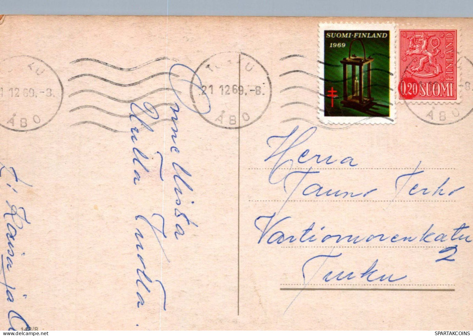 PAPÁ NOEL Feliz Año Navidad Vintage Tarjeta Postal CPSM #PBL169.A - Santa Claus