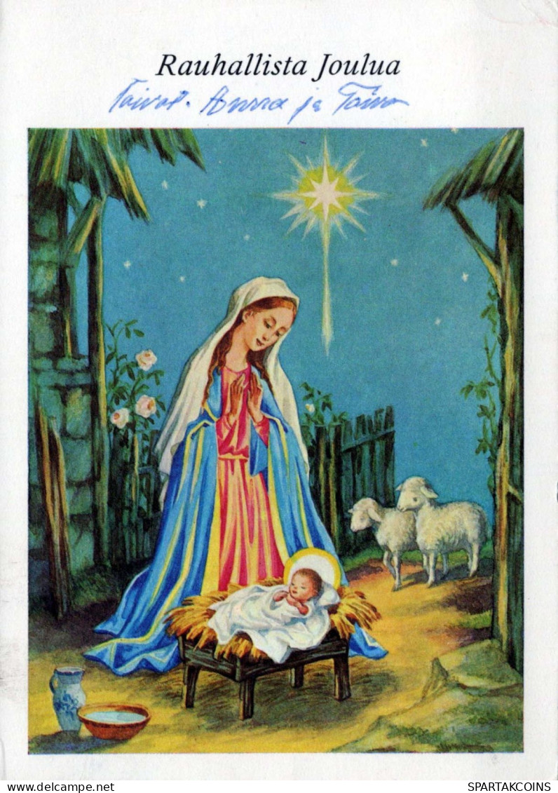 Vierge Marie Madone Bébé JÉSUS Noël Religion Vintage Carte Postale CPSM #PBB995.A - Jungfräuliche Marie Und Madona