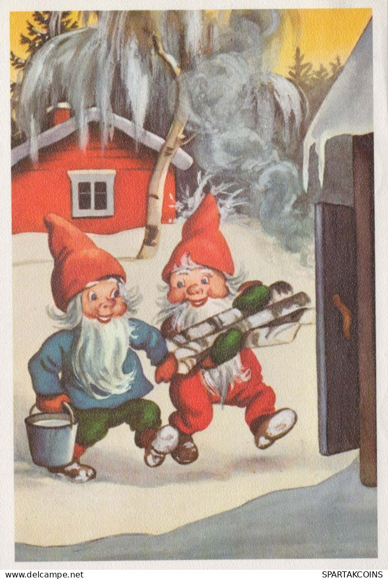 PÈRE NOËL Bonne Année Noël GNOME Vintage Carte Postale CPSM #PBB450.A - Santa Claus