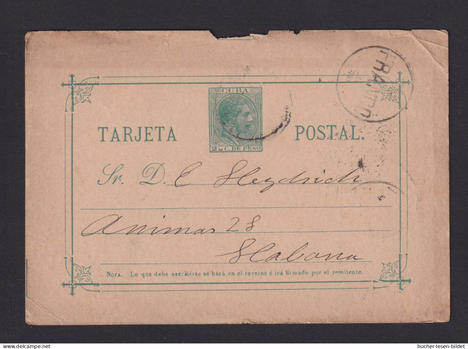 1888 - 2 C. Ganzsache Nach Habana - Kreisstempel "FRANCO" - Cuba (1874-1898)