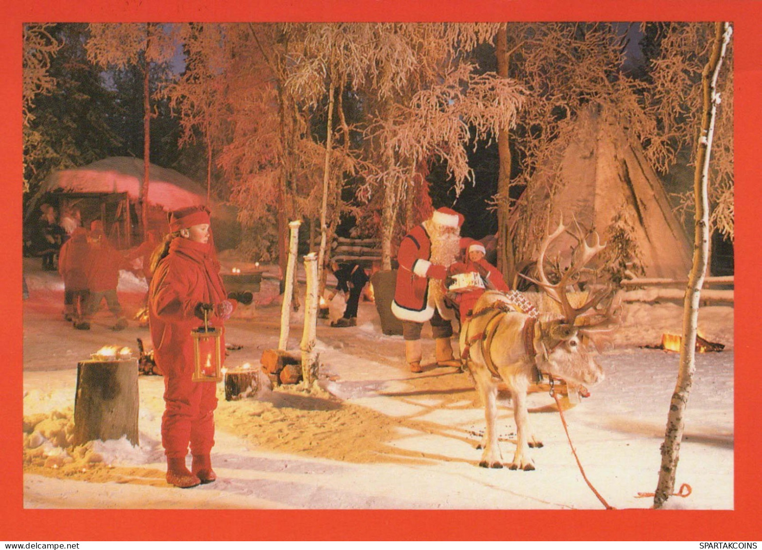PAPÁ NOEL Feliz Año Navidad CIERVOS Vintage Tarjeta Postal CPSM #PBB188.A - Santa Claus