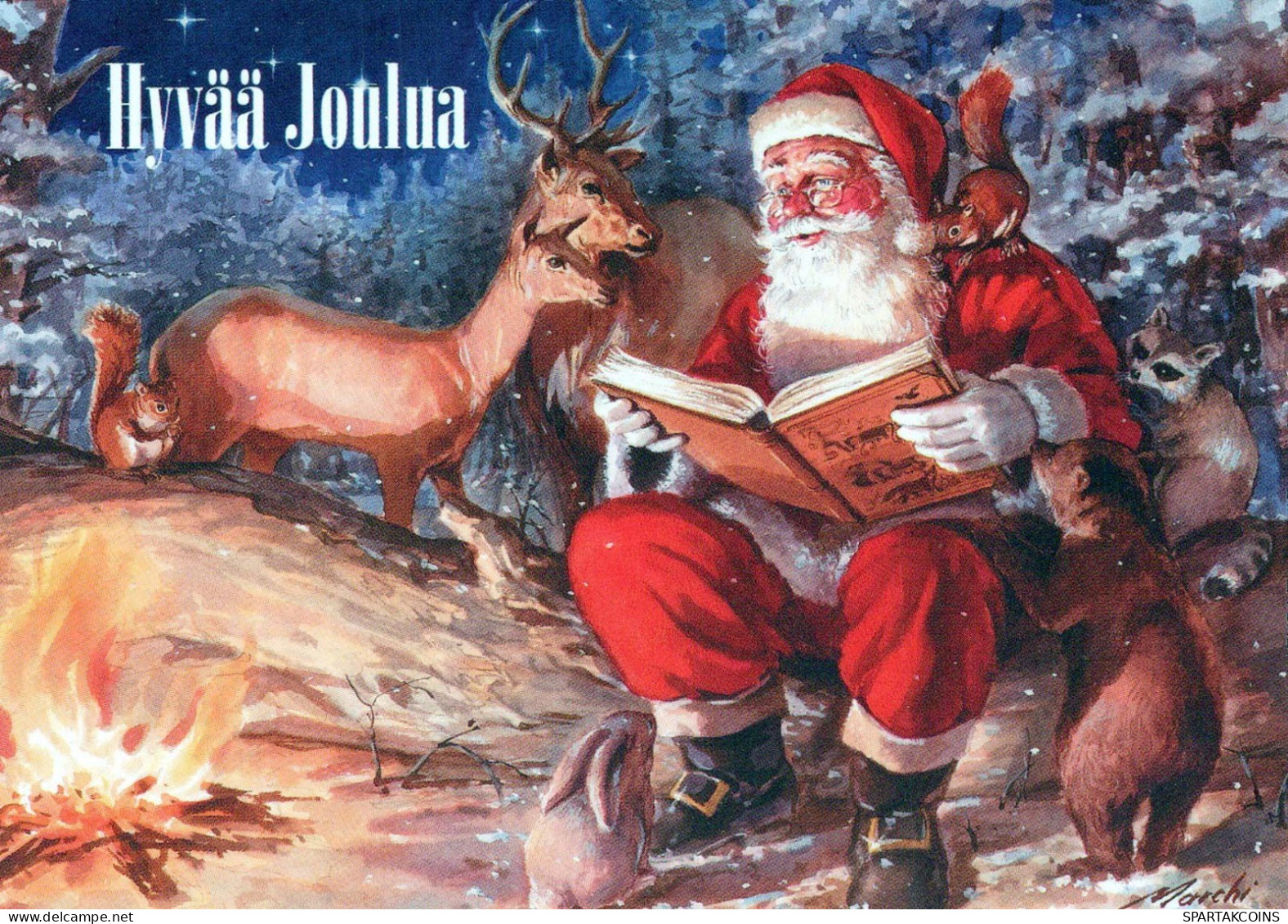 SANTA CLAUS Happy New Year Christmas Vintage Postcard CPSM #PBB127.A - Santa Claus