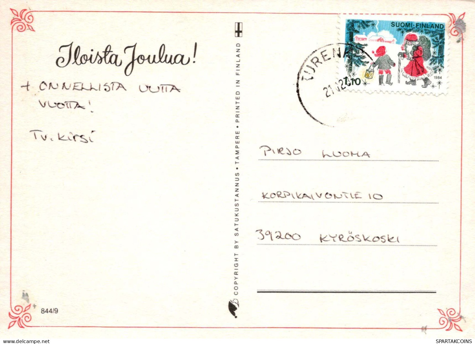 PÈRE NOËL Bonne Année Noël CERF Vintage Carte Postale CPSM #PBB150.A - Santa Claus