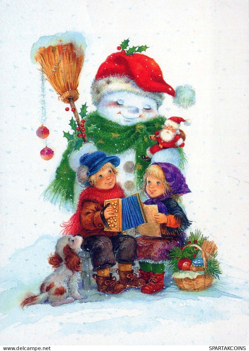 Buon Anno Natale PUPAZZO BAMBINO Vintage Cartolina CPSM #PAZ722.A - Anno Nuovo