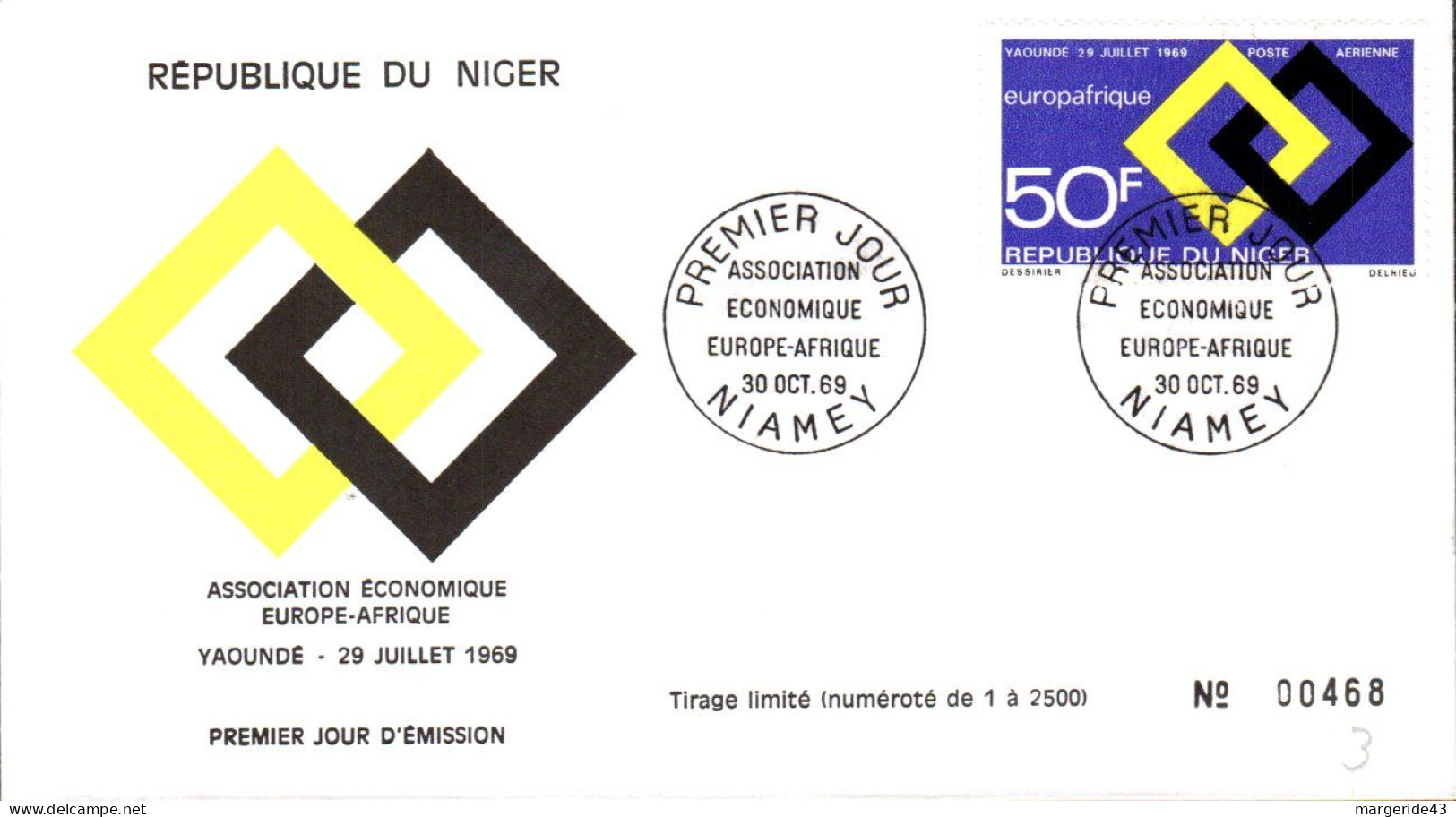 NIGER FDC 1969 EUROPAFRIQUE - Niger (1960-...)