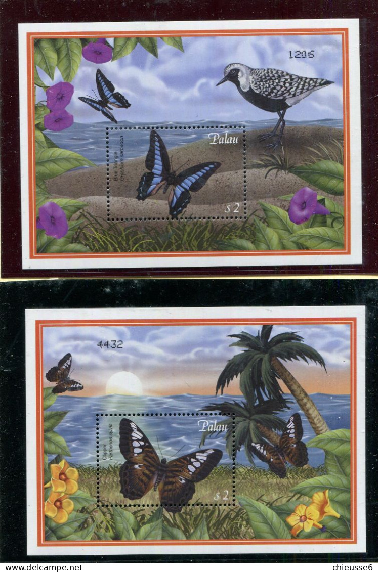 Palau ** Blocs 122A - 122C - Papillons - Oiseau - Palau