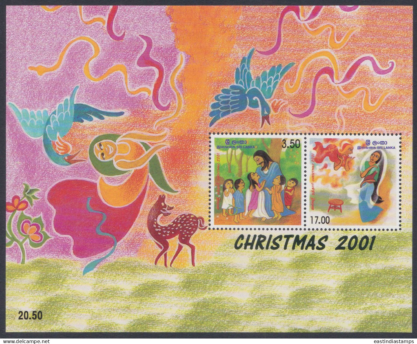 Sri Lanka 2001 MNH MS Christmas, Festival, Christianity, Bird, Birds, Women, Miniature Sheet - Sri Lanka (Ceylan) (1948-...)