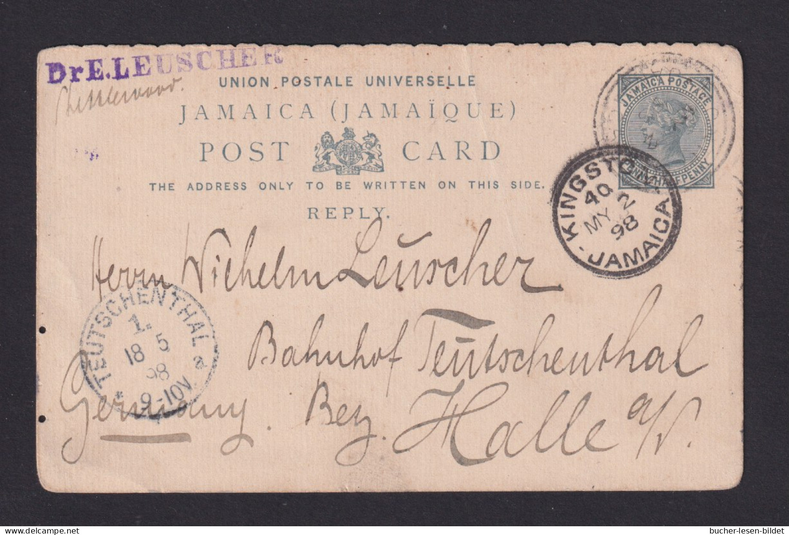 1898 - 1 1/2 P. Ganzsache Ab LITTLE WOOD Nach Halle - Jamaica (...-1961)