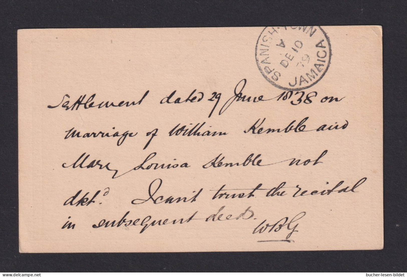 1879 - 1 P. Ganzsache (P 14) Ab Kingston Nach Spanish Town - Jamaïque (...-1961)