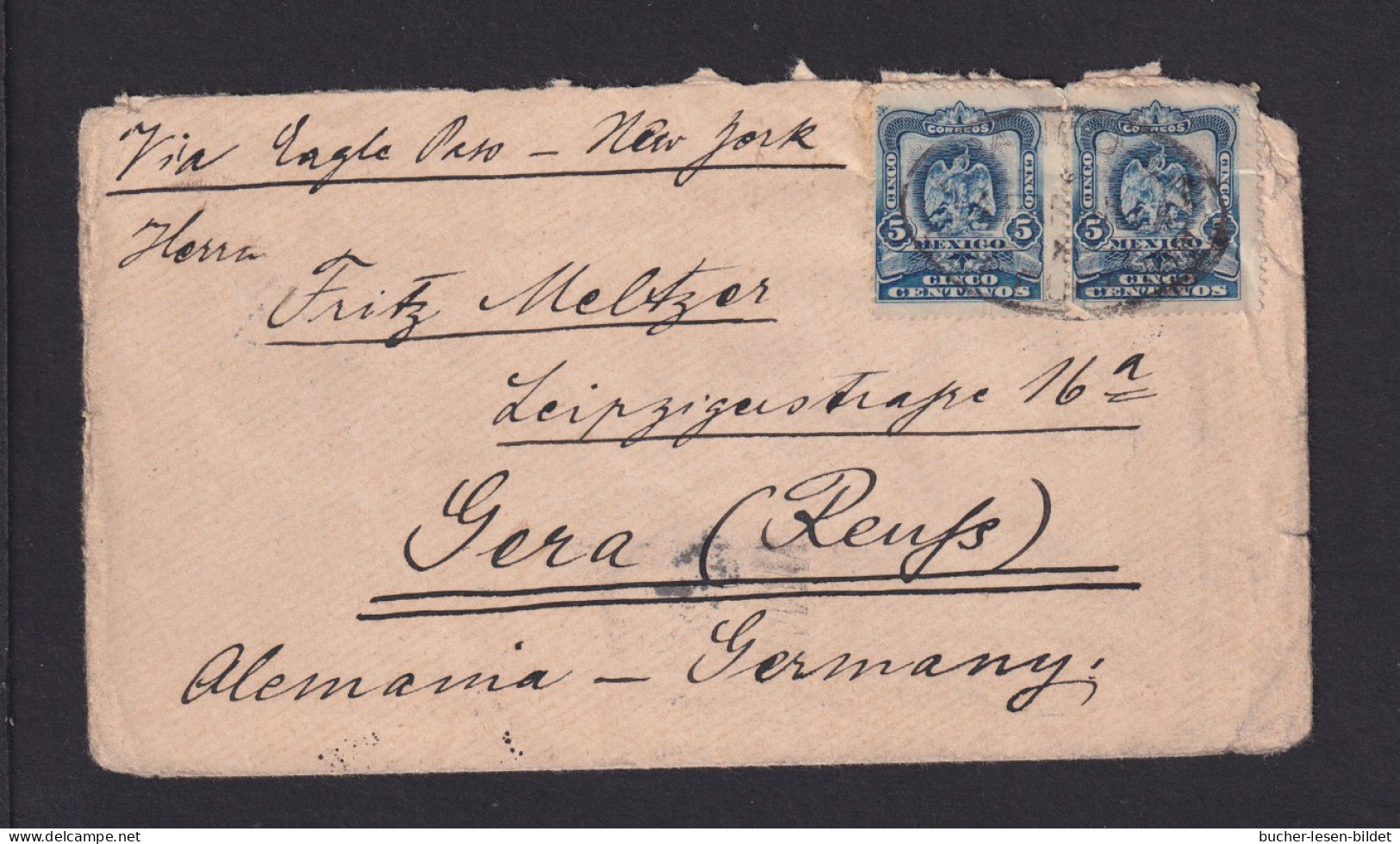 1902 - 2x 5 C. Auf Brief Aus Durango Nach Gera - Diverse Transitstempel - Mexico