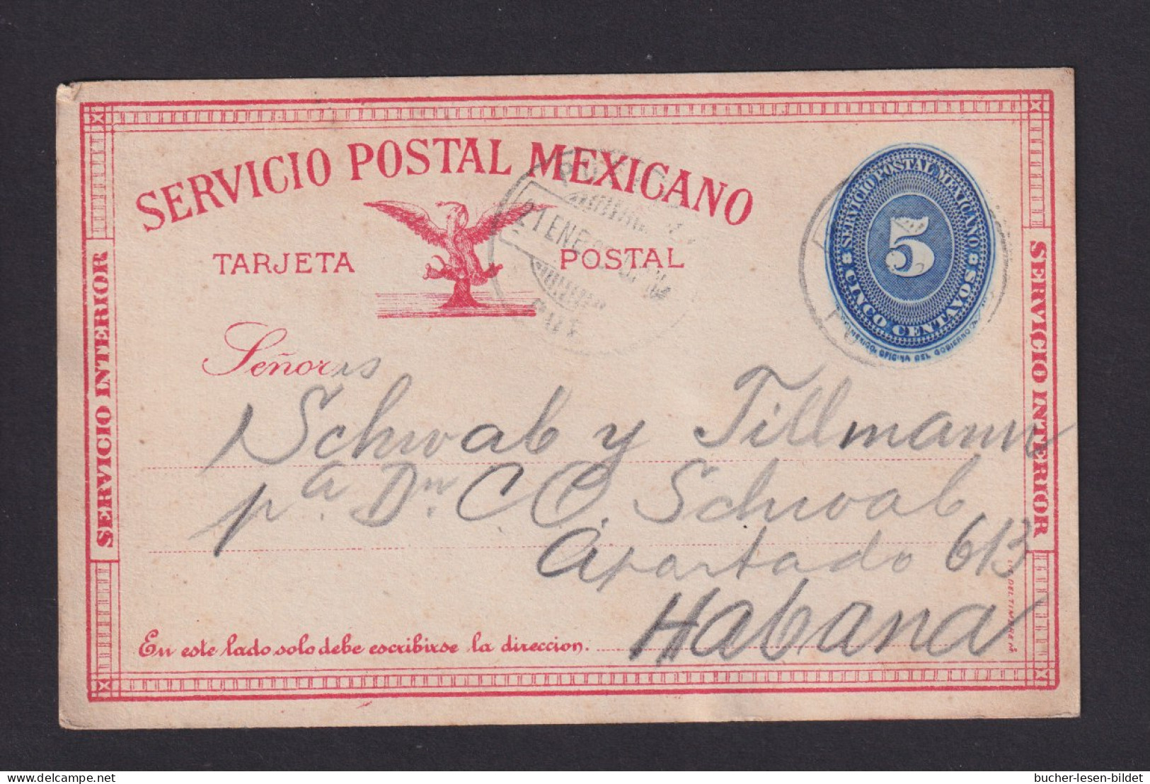 1893 - 5 C. Ganzsache Ab Puebla Nach HABANA - Messico