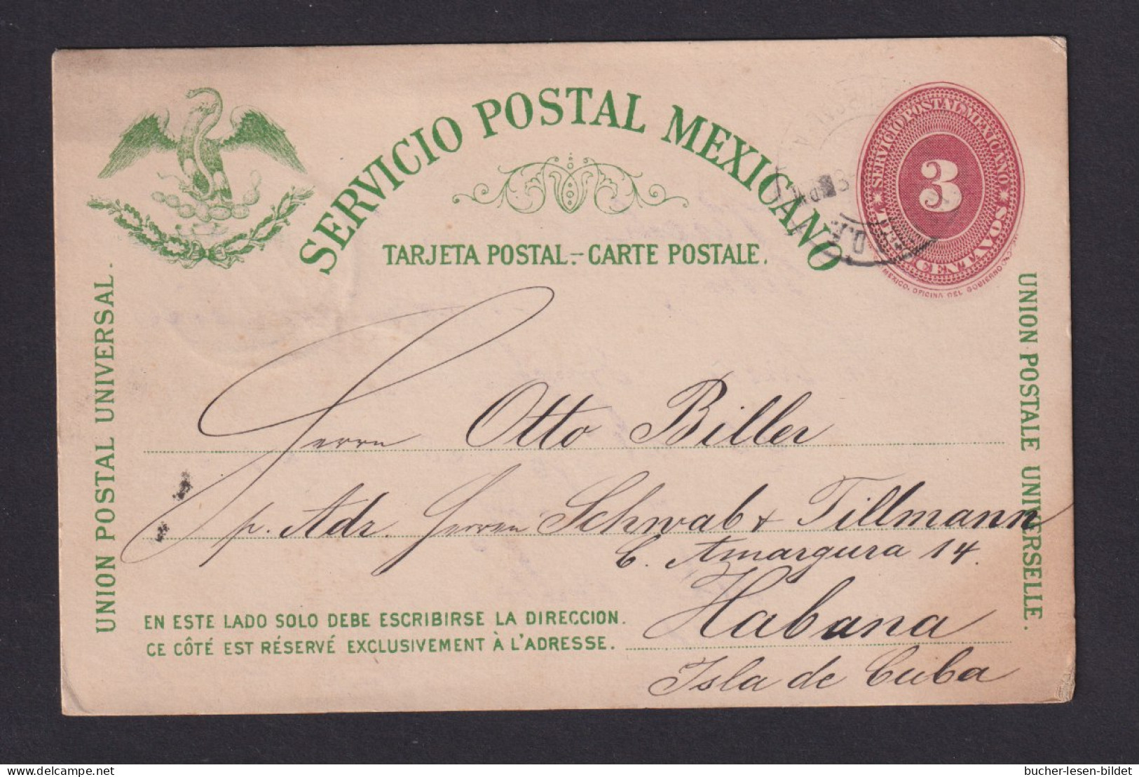 1890 - 3 C. Ganzsache Ab Mexico Nach HABANA  - Mexico