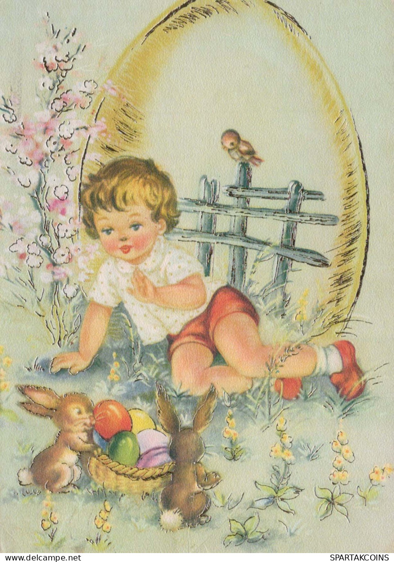 EASTER CHILDREN EGG Vintage Postcard CPSM #PBO276.A - Pâques