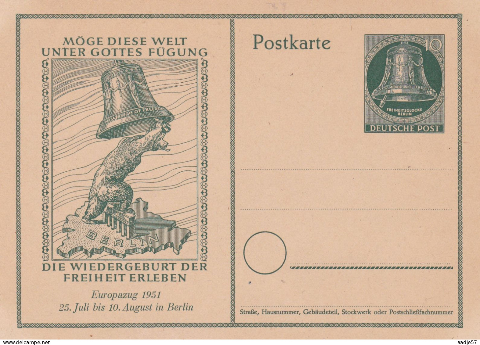 "BERLIN" 1951, Sonderpostkarte Mi. P 25 ** - Cartes Postales - Neuves