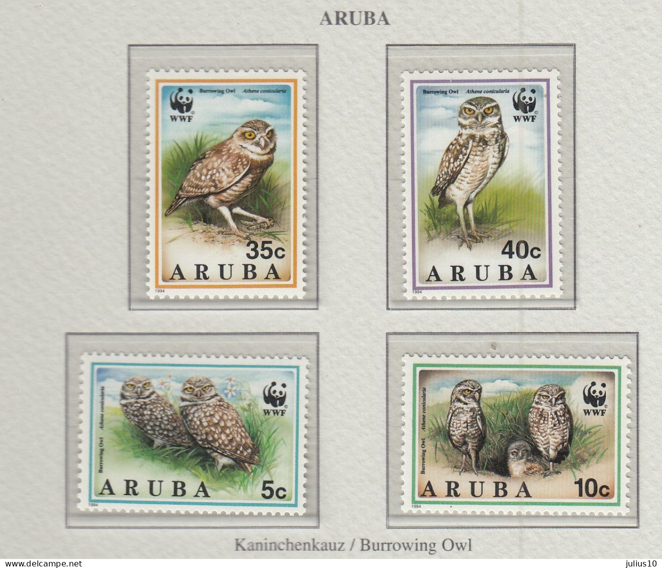 ARUBA 1994 WWF Birds Owl Mi 134-137 MNH(**) Fauna 504 - Uilen