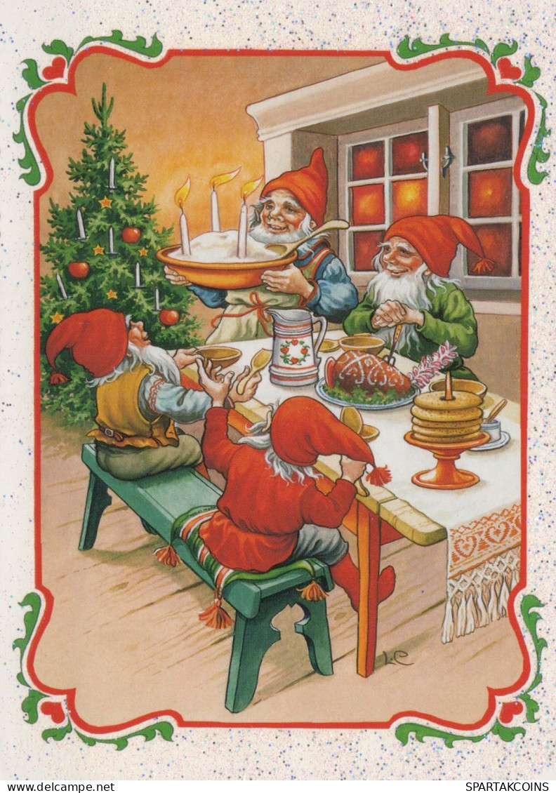 BABBO NATALE Buon Anno Natale GNOME Vintage Cartolina CPSM #PBL795.A - Santa Claus