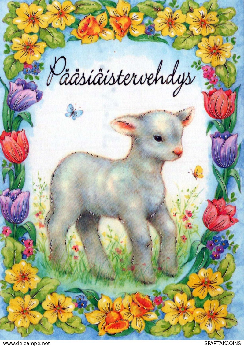 OSTERN ARBEITSSPEICHER FLOWERS Tier Vintage Ansichtskarte Postkarte CPSM #PBS969.A - Easter
