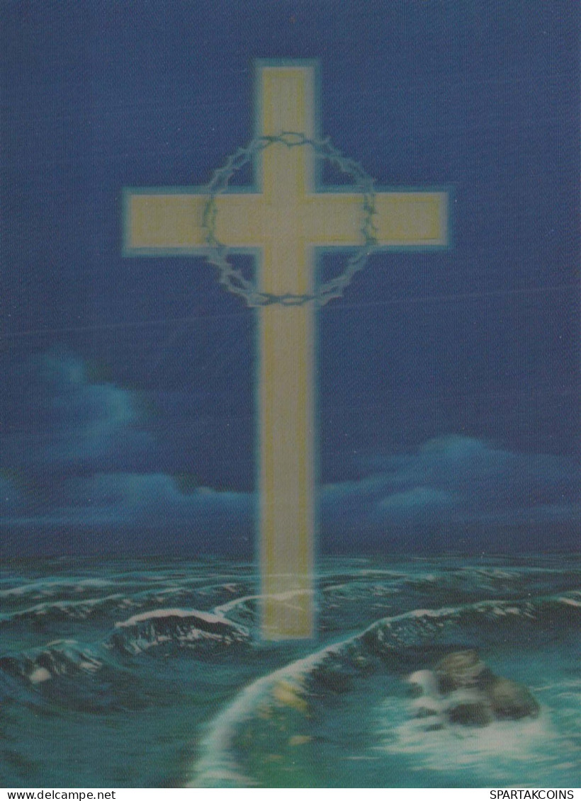 CROSS Religion LENTICULAR 3D Vintage Ansichtskarte Postkarte CPSM #PAZ014.A - Altri & Non Classificati