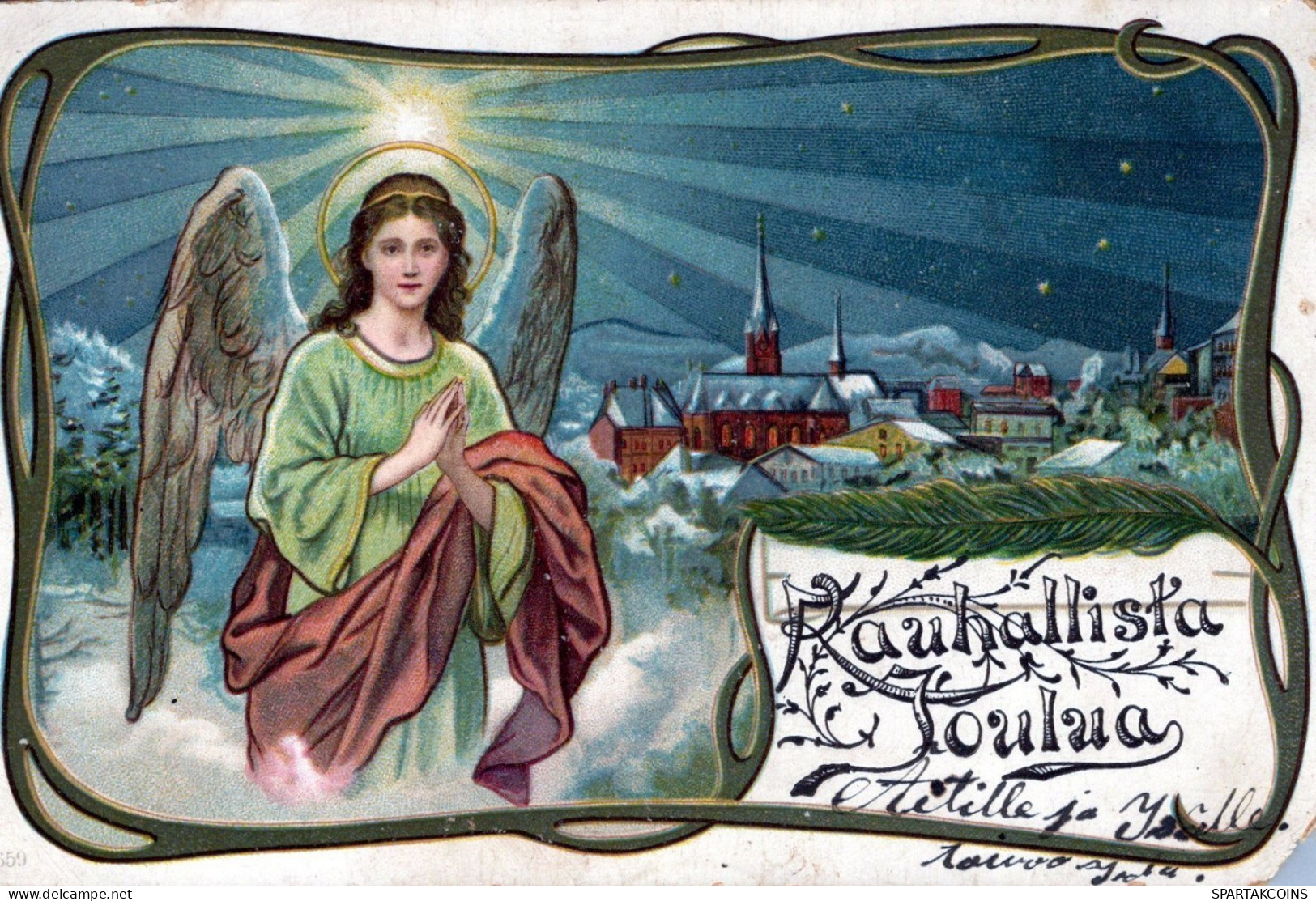 1901 ANGEL CHRISTMAS Holidays Vintage Antique Old Postcard CPA #PAG663.A - Anges
