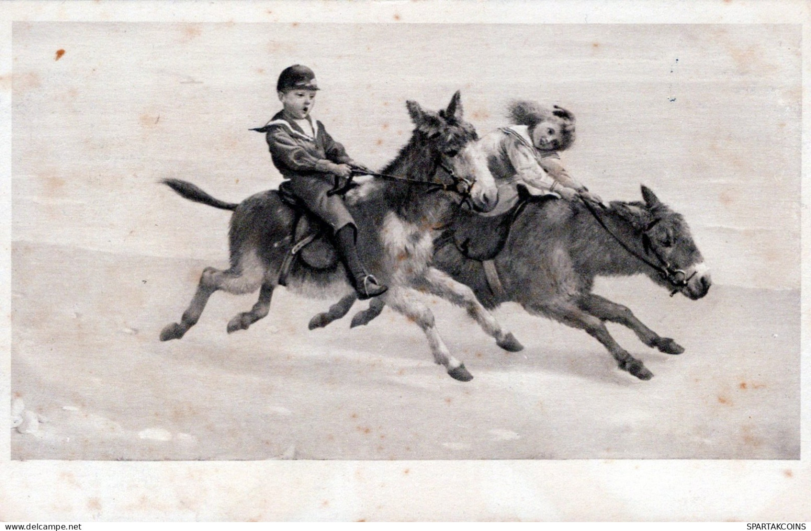 BURRO Animales Vintage Antiguo CPA Tarjeta Postal #PAA049.A - Donkeys