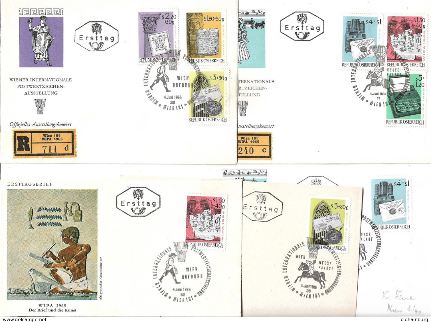0504n: WIPA 1965, 8 Diverse Belege Lt. Scans - Briefmarkenausstellungen