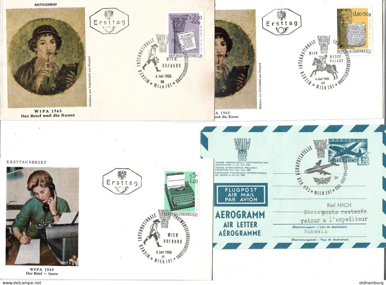 0504n: WIPA 1965, 8 Diverse Belege Lt. Scans - Philatelic Exhibitions