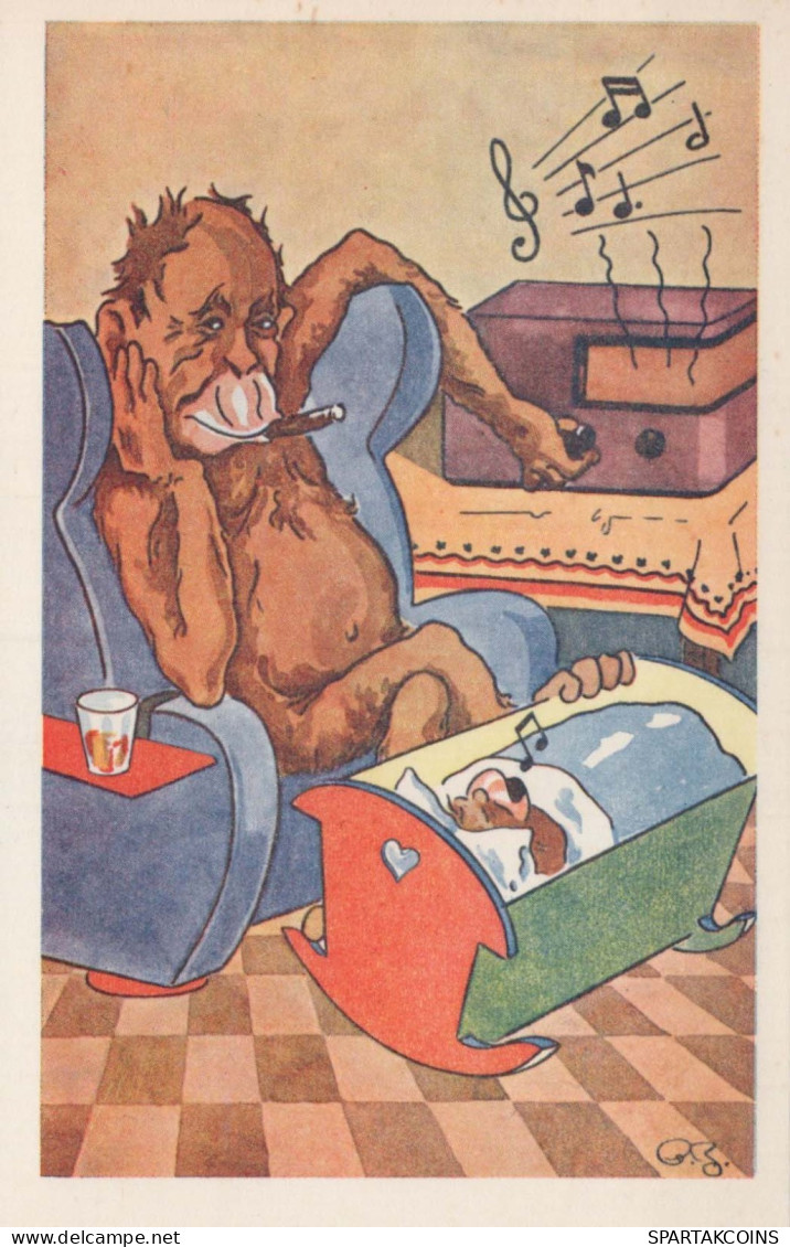 SCIMMIA Animale Vintage Cartolina CPA #PKE768.A - Singes