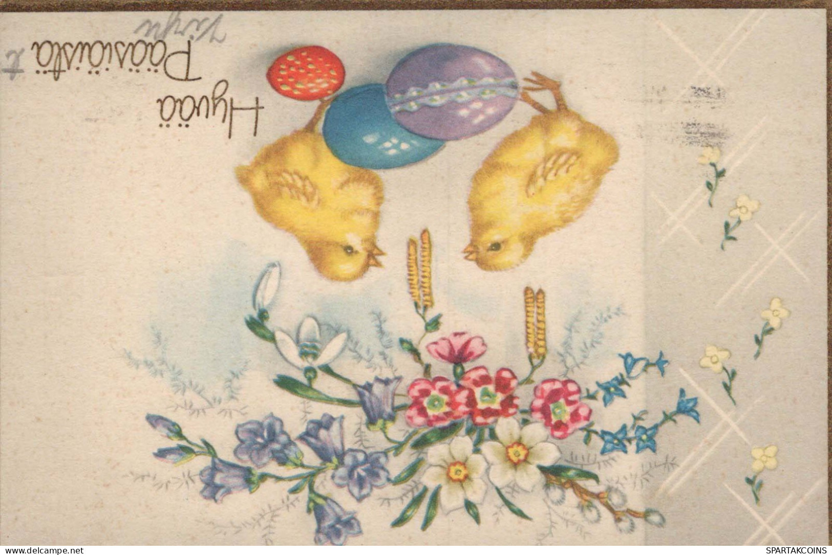 OSTERN HUHN EI Vintage Ansichtskarte Postkarte CPA #PKE415.A - Easter