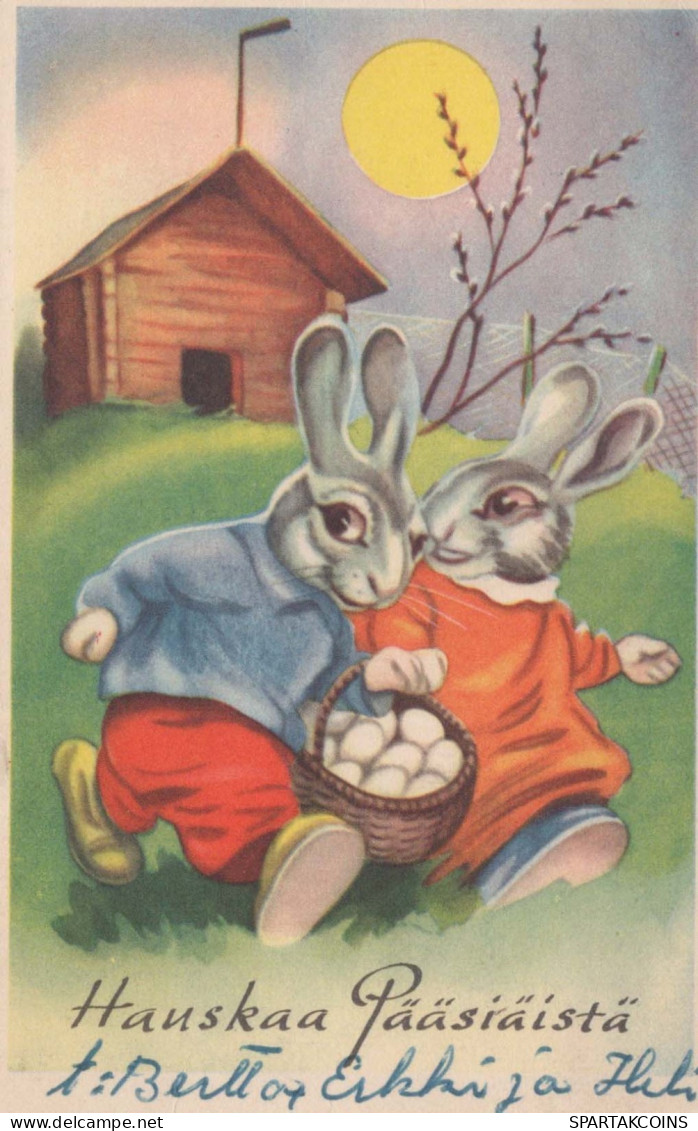 EASTER RABBIT EGG Vintage Postcard CPA #PKE286.A - Easter