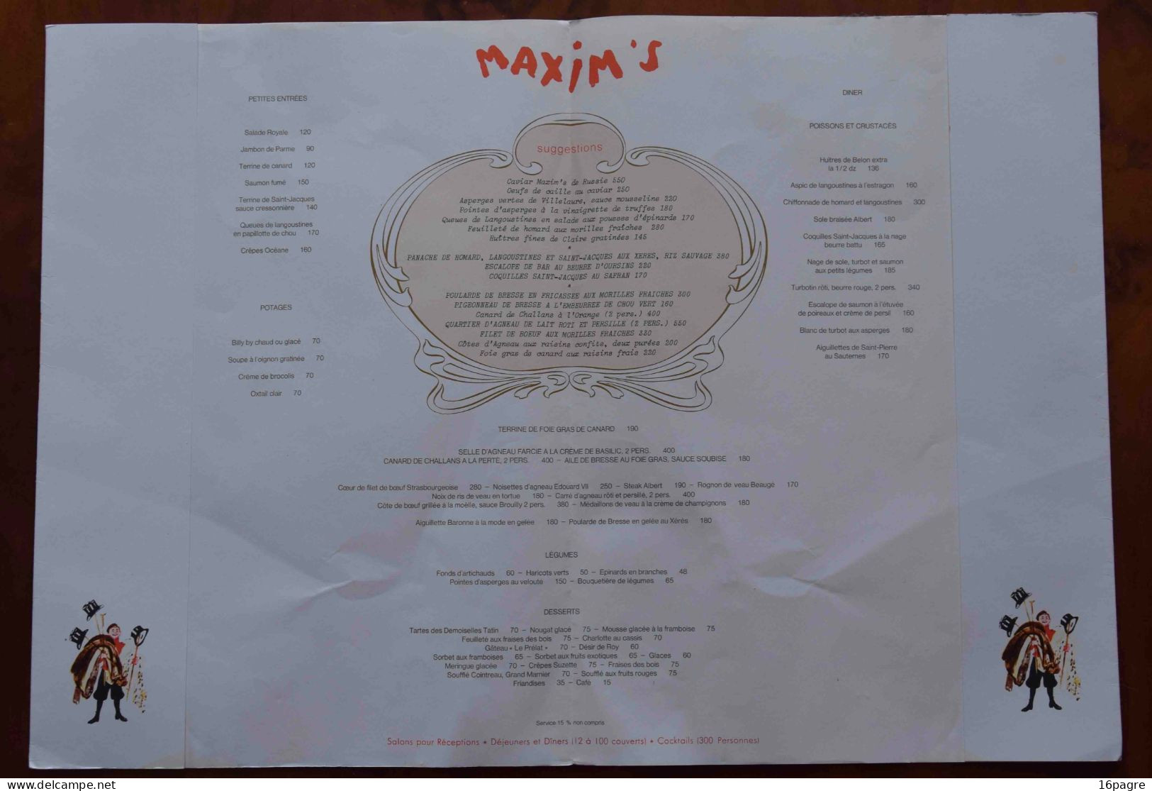 GRAND MENU ORIGINAL DE CHEZ MAXIM’S. PARIS. ILLUSTRATION DE SEM - Menu