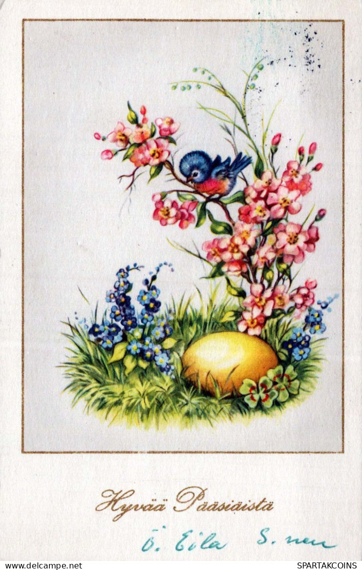 OSTERN FLOWERS EI Vintage Ansichtskarte Postkarte CPA #PKE165.A - Easter