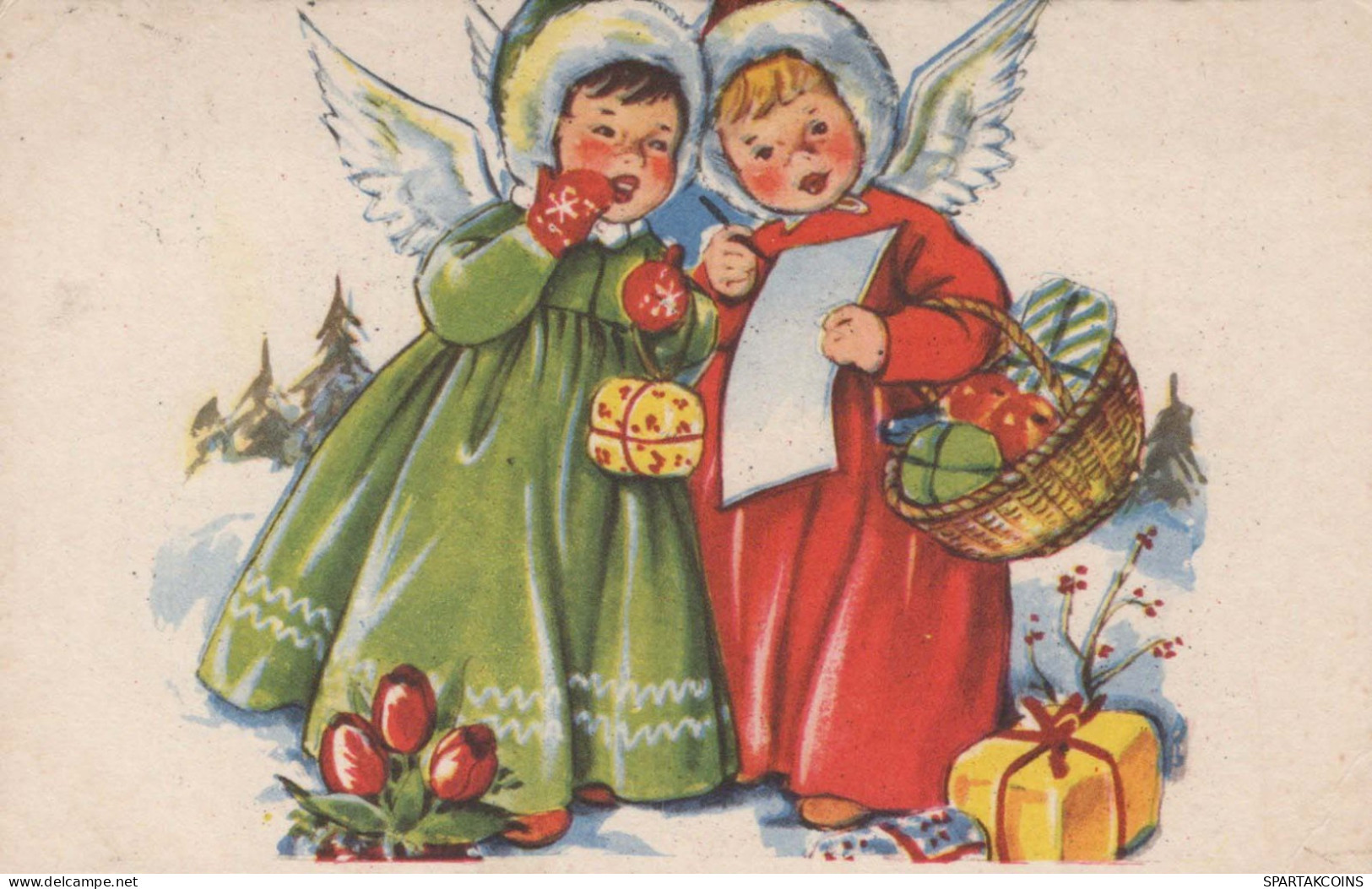 ANGEL Christmas Vintage Postcard CPA #PKE136.A - Angels