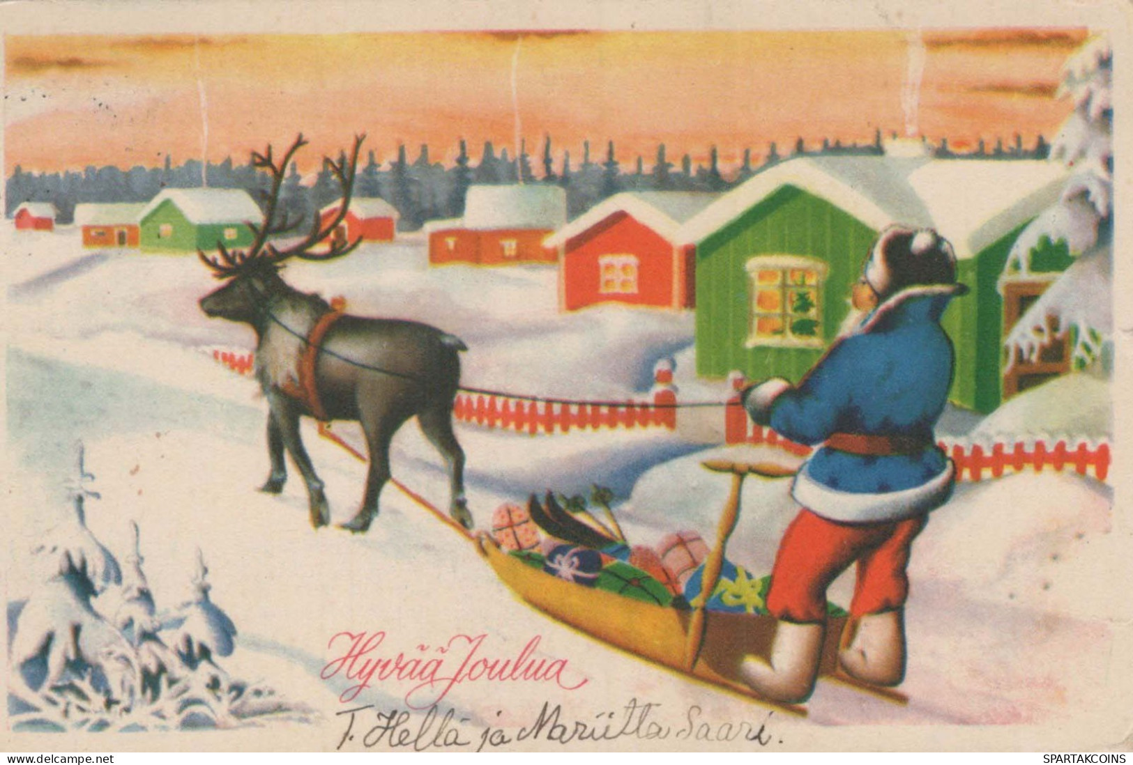 Bonne Année Noël CERF Vintage Carte Postale CPA #PKE054.A - Neujahr