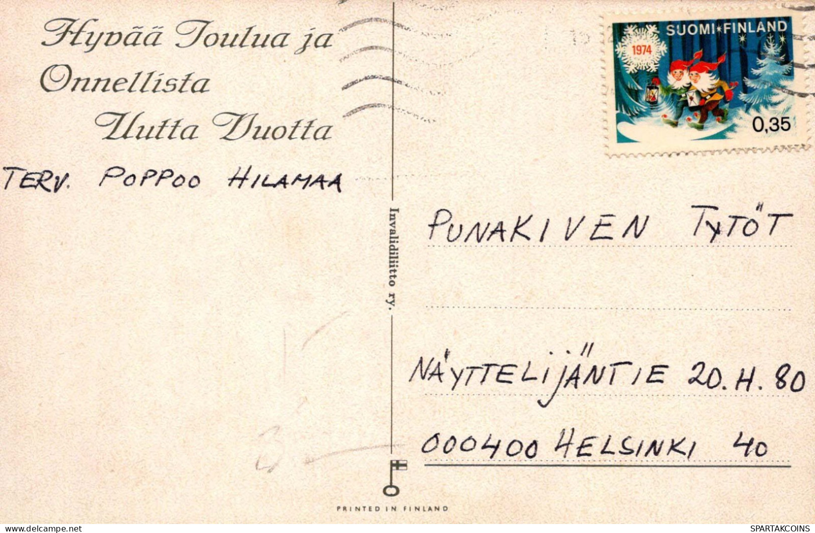 PAPÁ NOEL Feliz Año Navidad GNOMO Vintage Tarjeta Postal CPSMPF #PKD996.A - Santa Claus