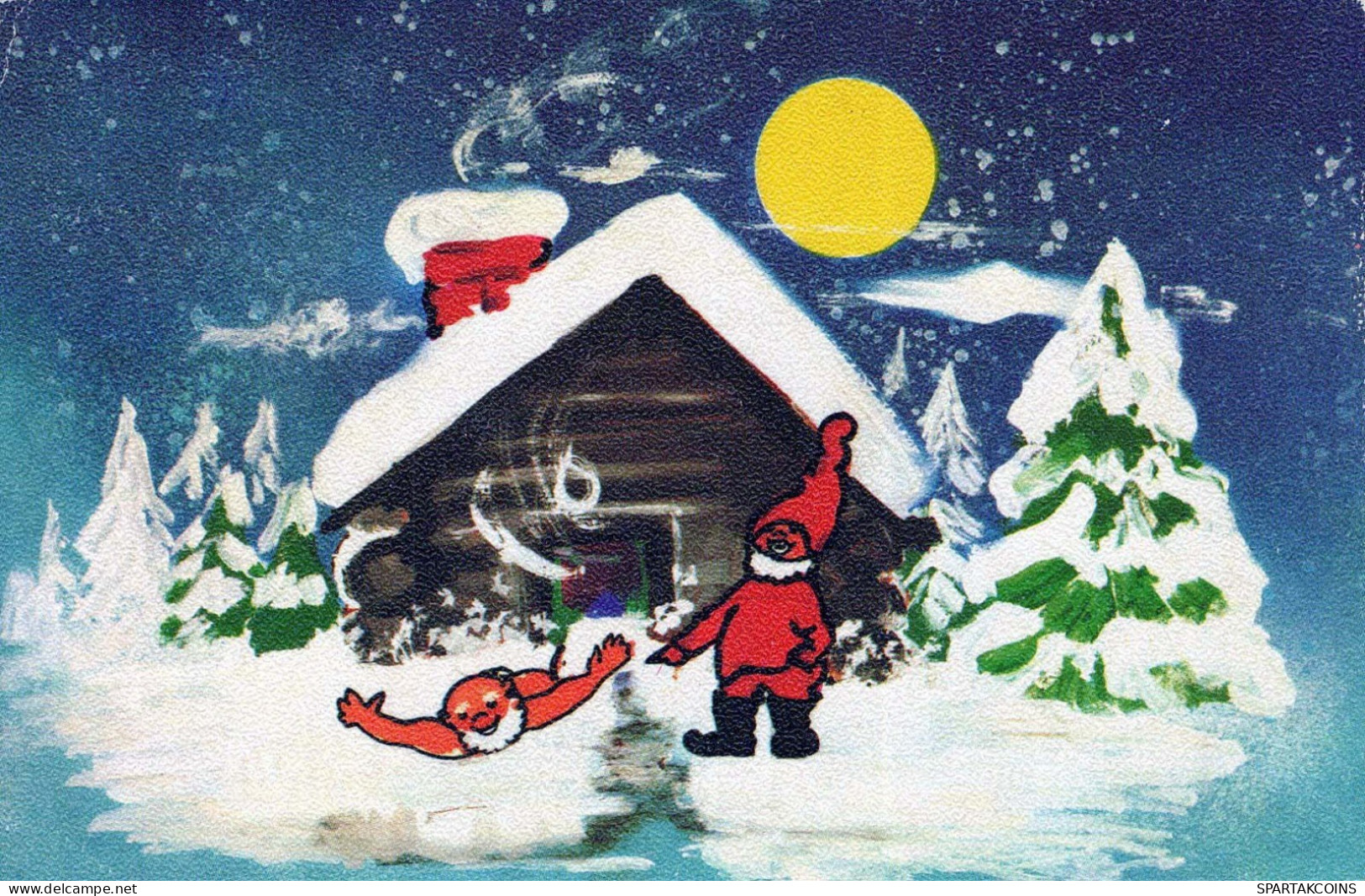 PAPÁ NOEL Feliz Año Navidad GNOMO Vintage Tarjeta Postal CPSMPF #PKD996.A - Santa Claus