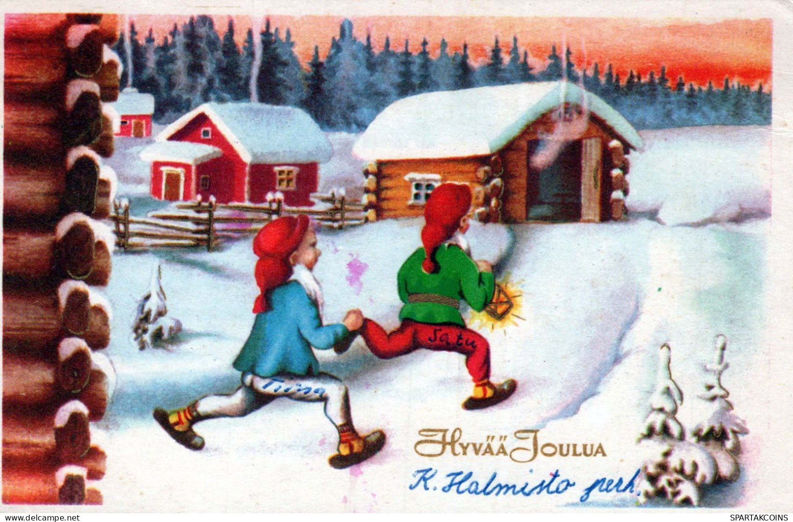 WEIHNACHTSMANN SANTA CLAUS Neujahr Weihnachten GNOME Vintage Ansichtskarte Postkarte CPSMPF #PKD994.A - Santa Claus