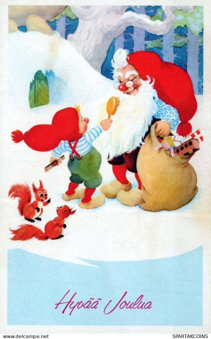 PAPÁ NOEL Feliz Año Navidad GNOMO Vintage Tarjeta Postal CPSMPF #PKD866.A - Santa Claus