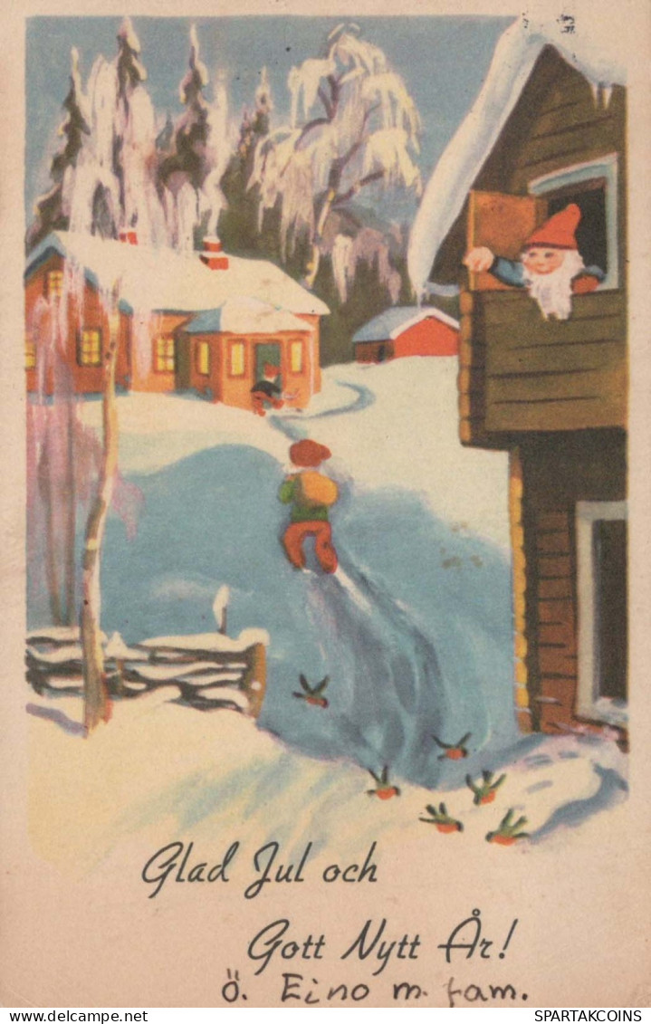 WEIHNACHTSMANN SANTA CLAUS Neujahr Weihnachten GNOME Vintage Ansichtskarte Postkarte CPSMPF #PKD354.A - Santa Claus