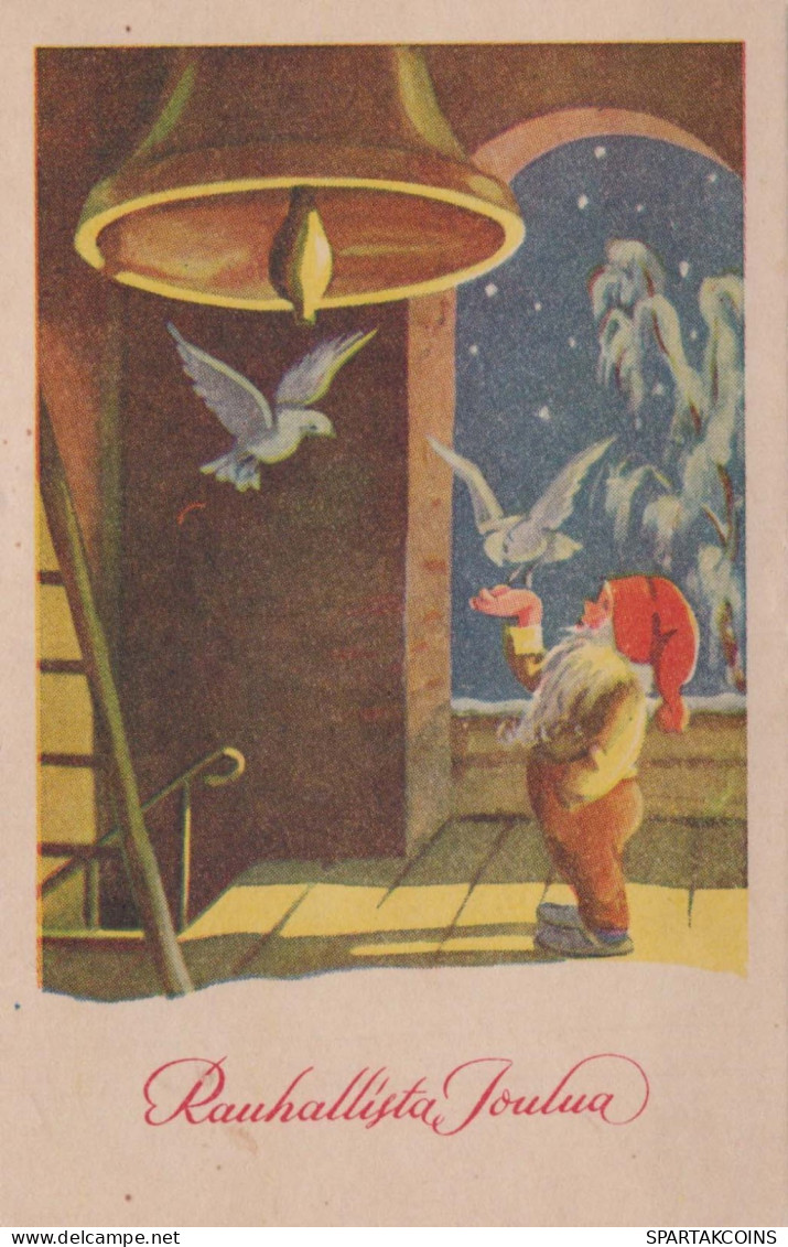 BABBO NATALE Buon Anno Natale GNOME Vintage Cartolina CPSMPF #PKD272.A - Santa Claus