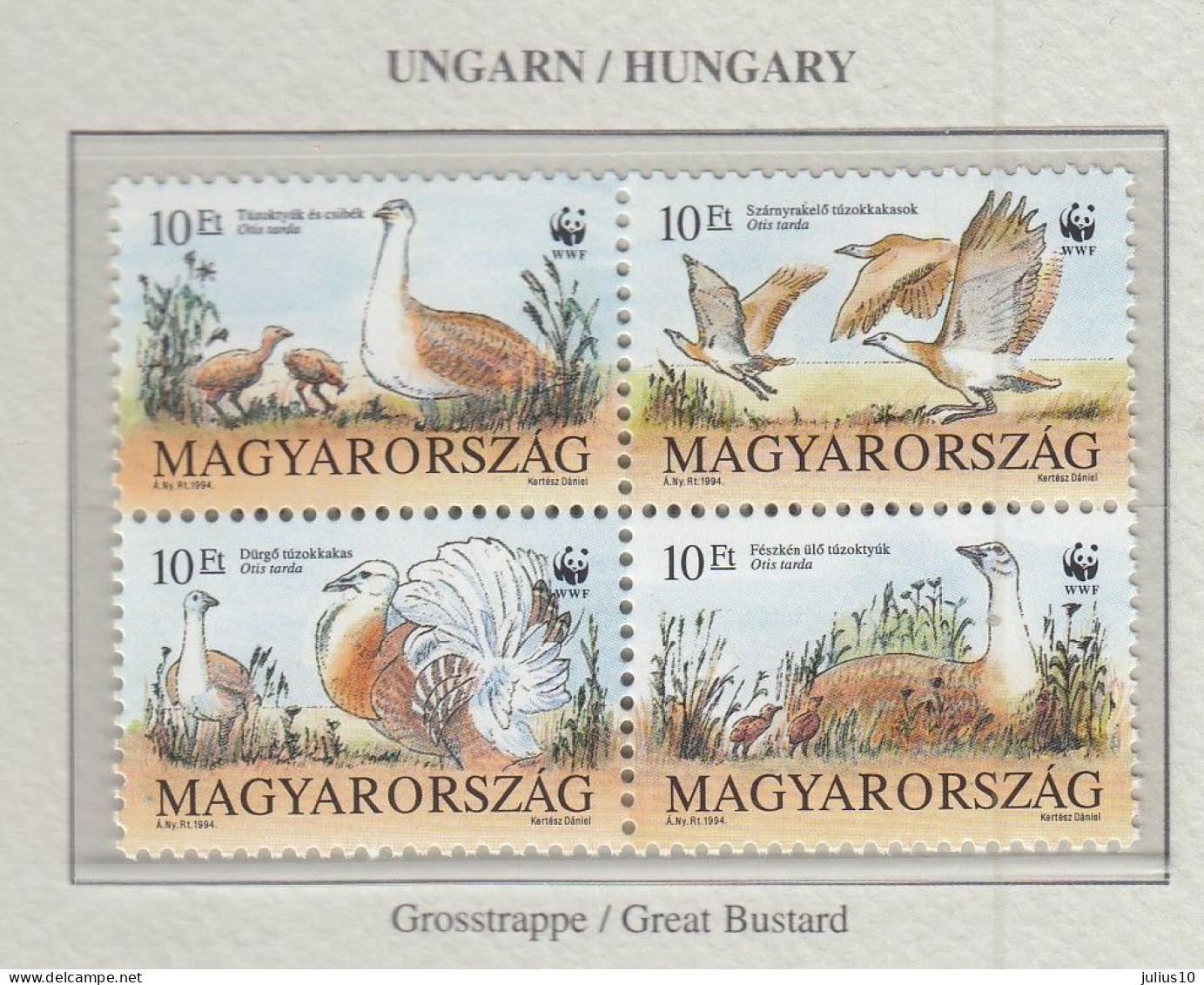 HUNGARY 1994 WWF Birds Ducks Mi 4282-4285 MNH(**) Fauna 505 - Patos