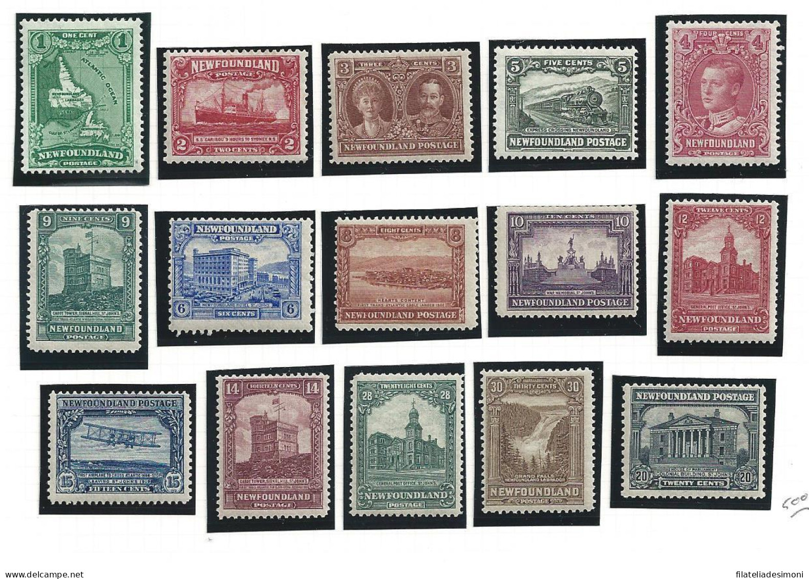 1928-29 Newfoundland - SG 164/178 15 Valori MH* - Sonstige & Ohne Zuordnung